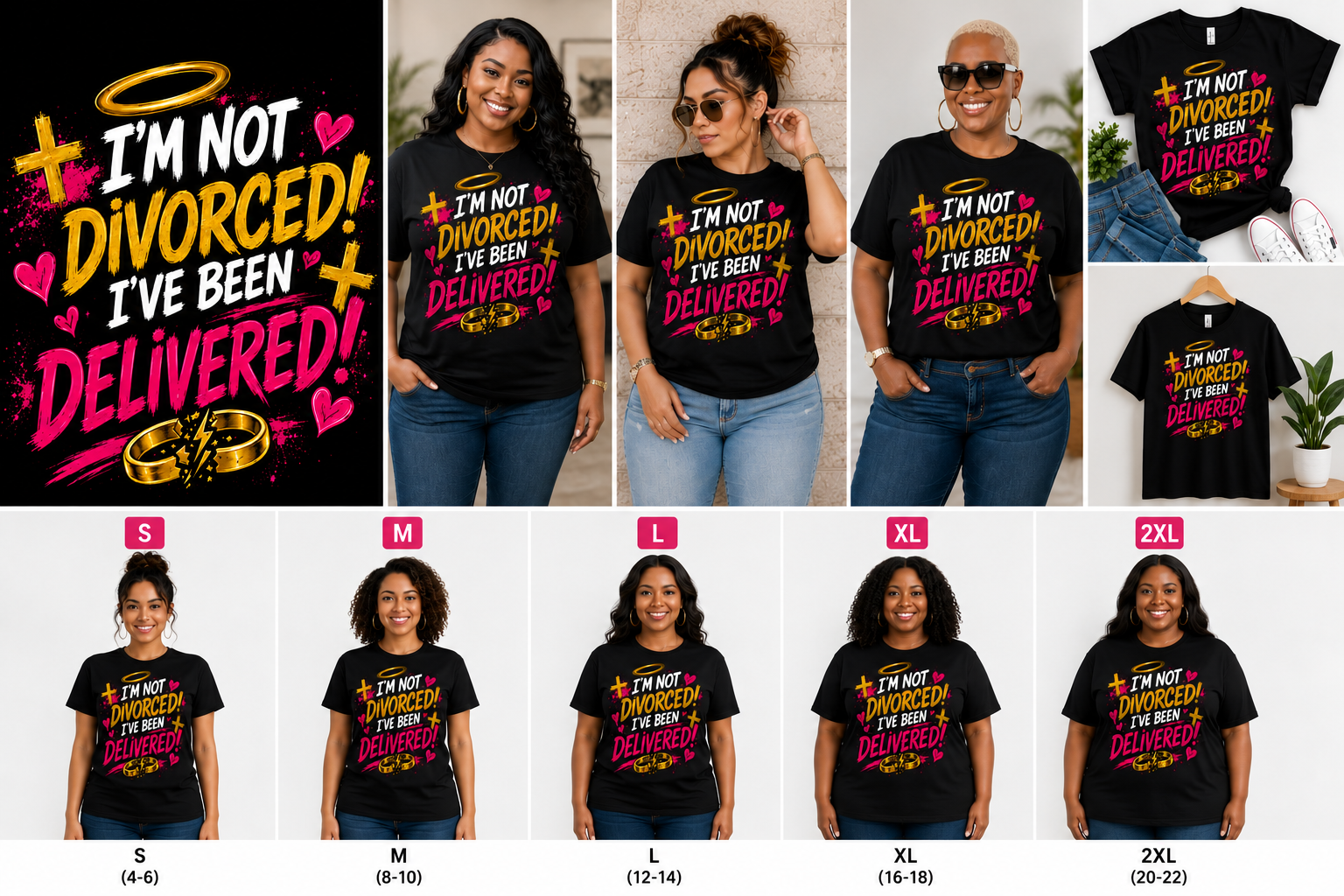 I'm Not Divorced, I'm Delivered T-SHIRT - BLACK ONLY