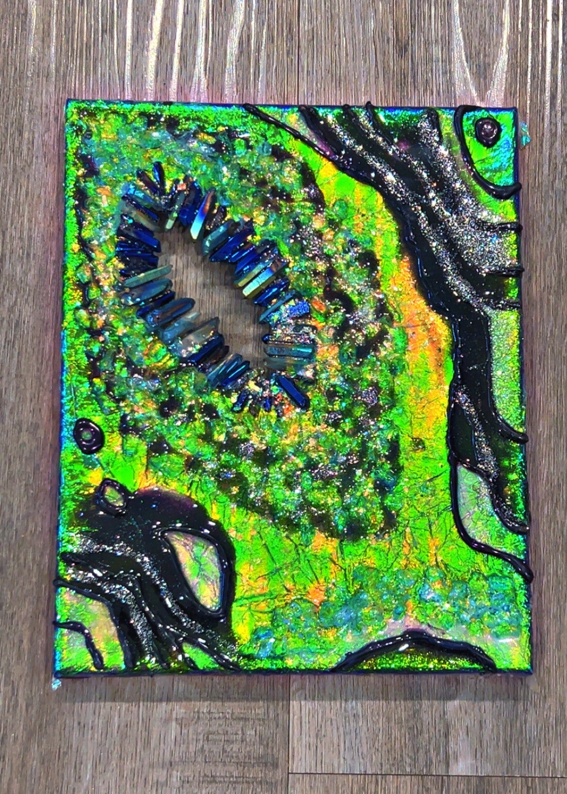 dark Ethiopian fire opal geode painting