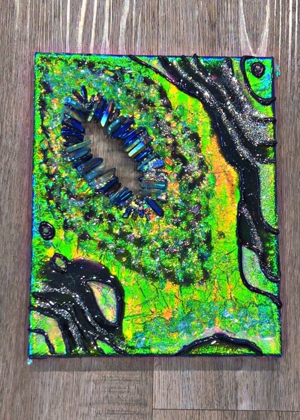 dark Ethiopian fire opal geode painting
