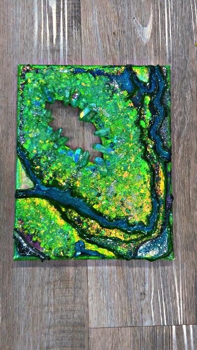 emerald geode painting