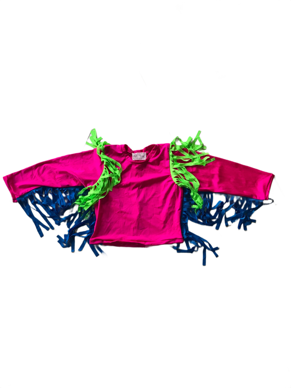 Fringe Spandex sleeved crop top