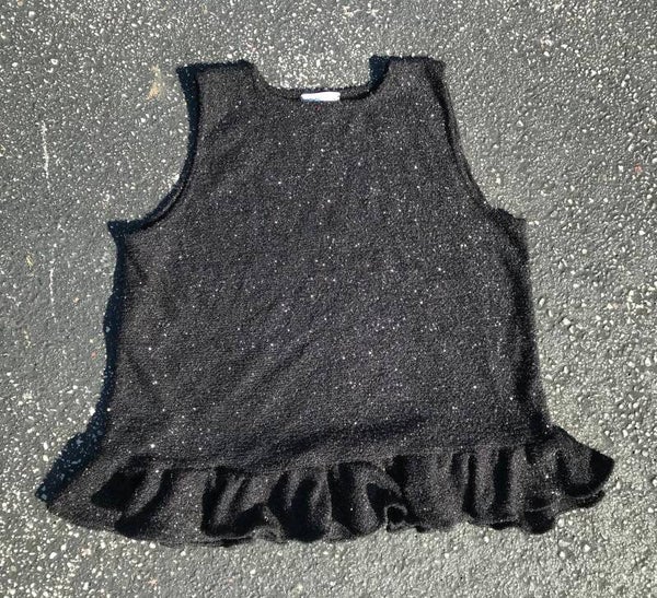 Metallic Black Ruffle Tank Top