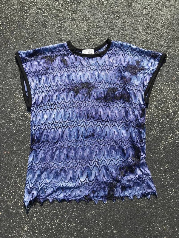 Blue and Black Lace Top