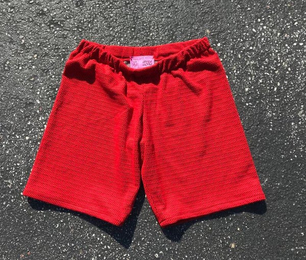 Red and Black Doubleknit Shorts