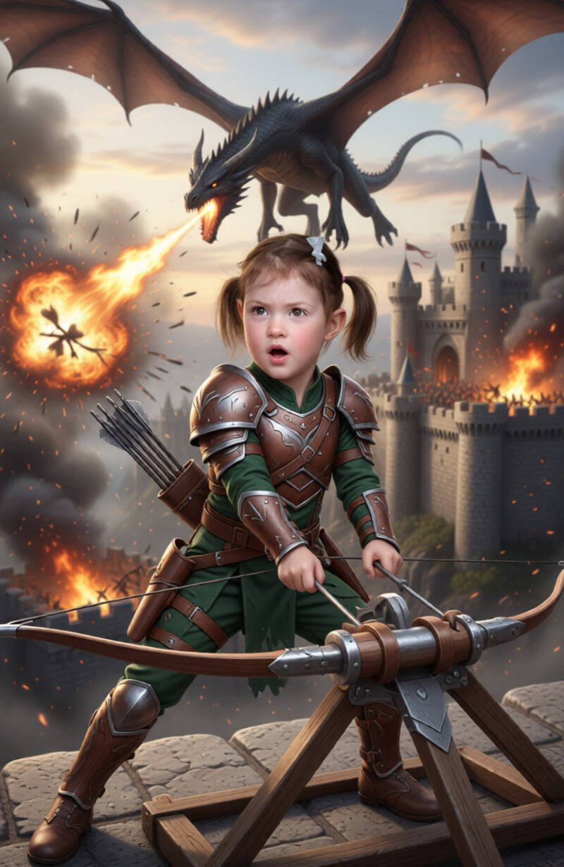 Same girl fighting off drago as a super hero