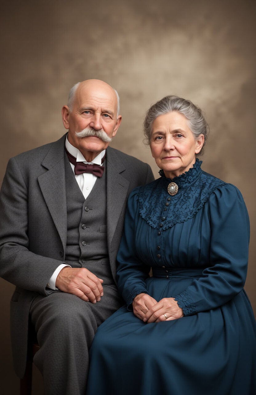 Restored and colourised photo of Edwarian couple