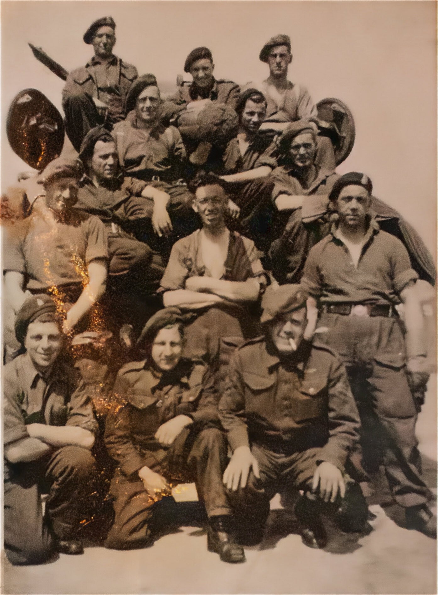 Colourised old vintage war time photograph