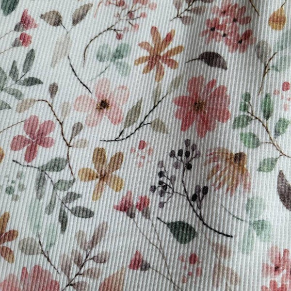 Ribstof pastel bloemen