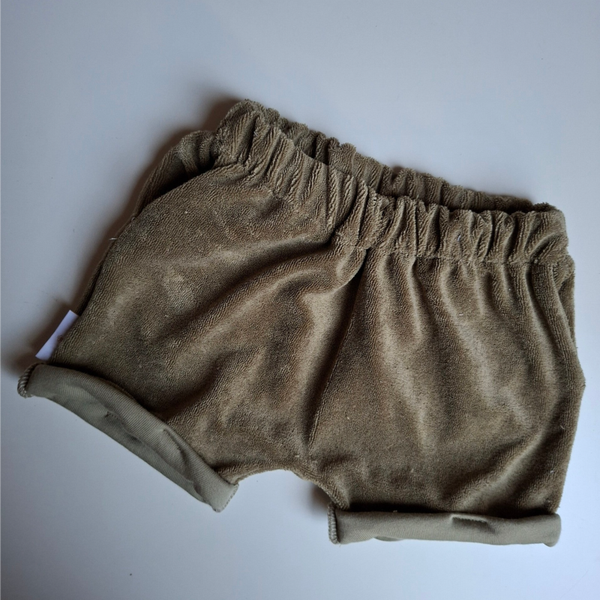 Short badstof khaki