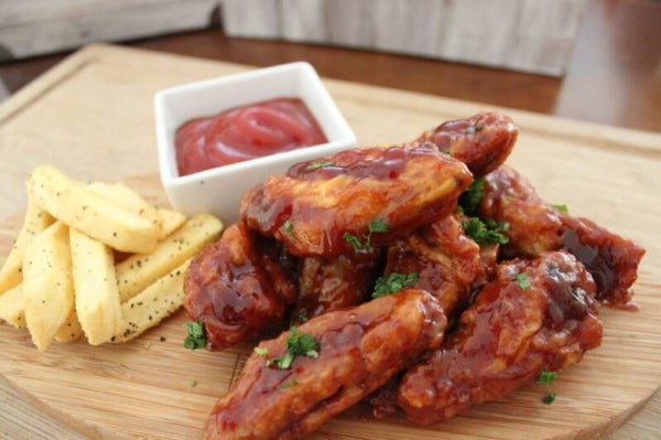 12 wings + fries + salad