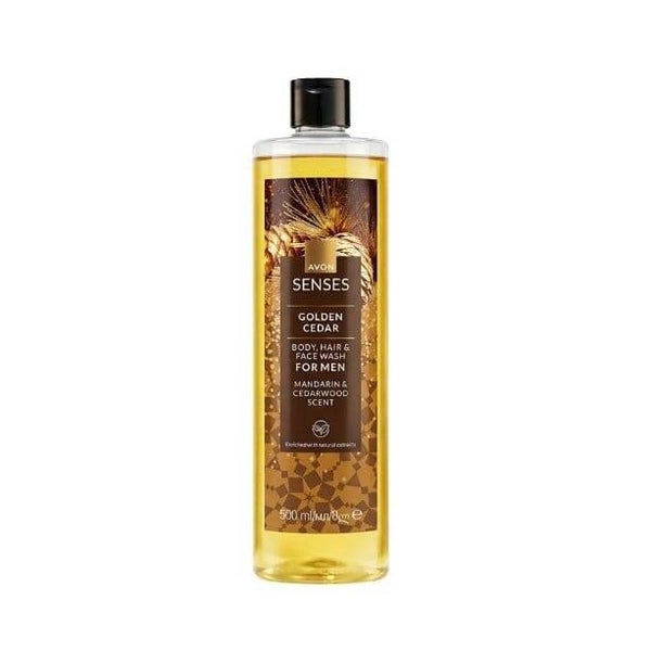 AVON SENSES GOLDEN CEDAR – Gel de baño, cabello y rostro para hombre