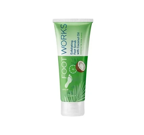 Avon Foot Works – Exfoliante para Pies con Aceite de Coco y Lima (75 ml)