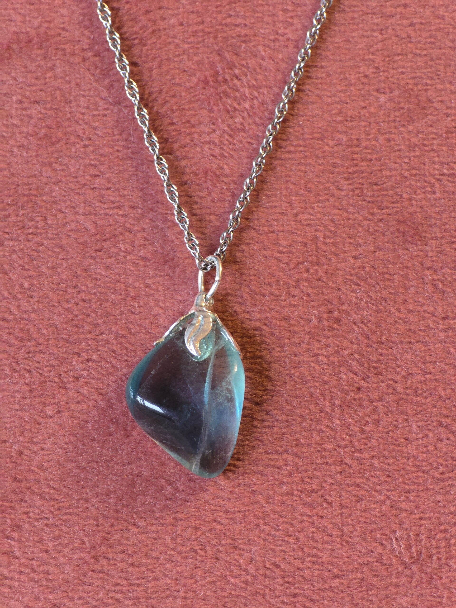 Blauwe fluoriet ketting bedel