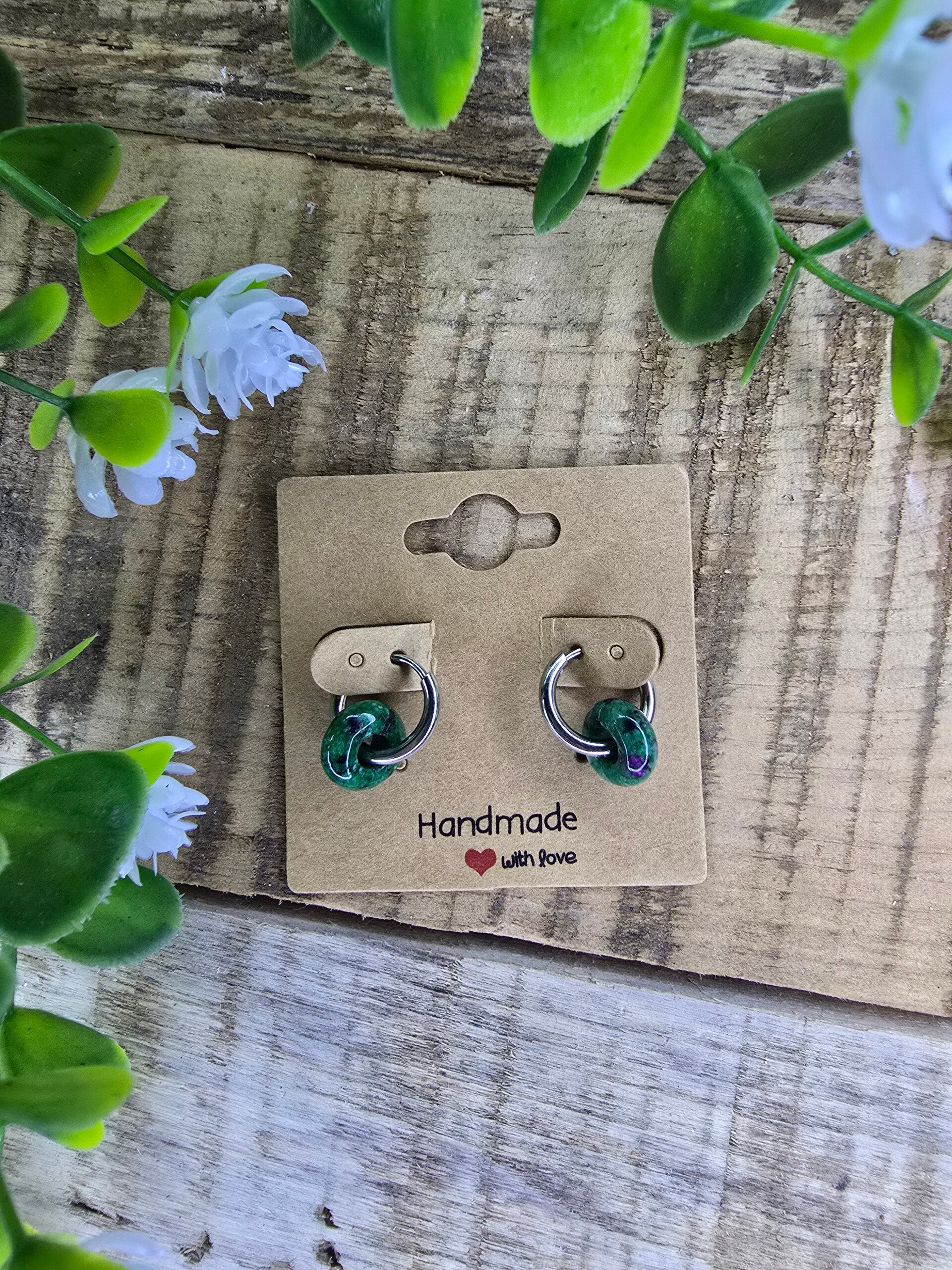 Robijn zoisiet oorbellen