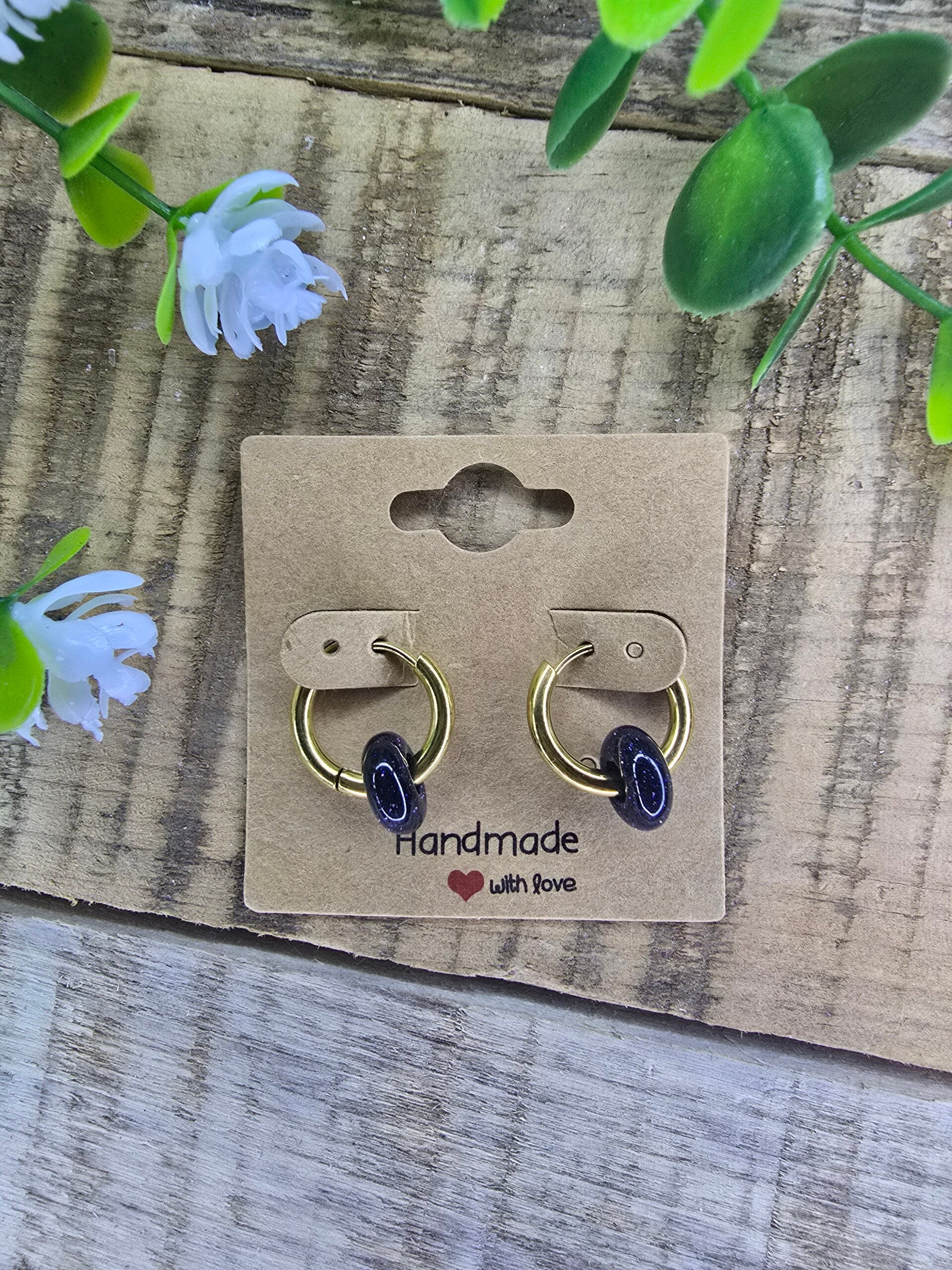 Blauwe sandsteen oorbellen