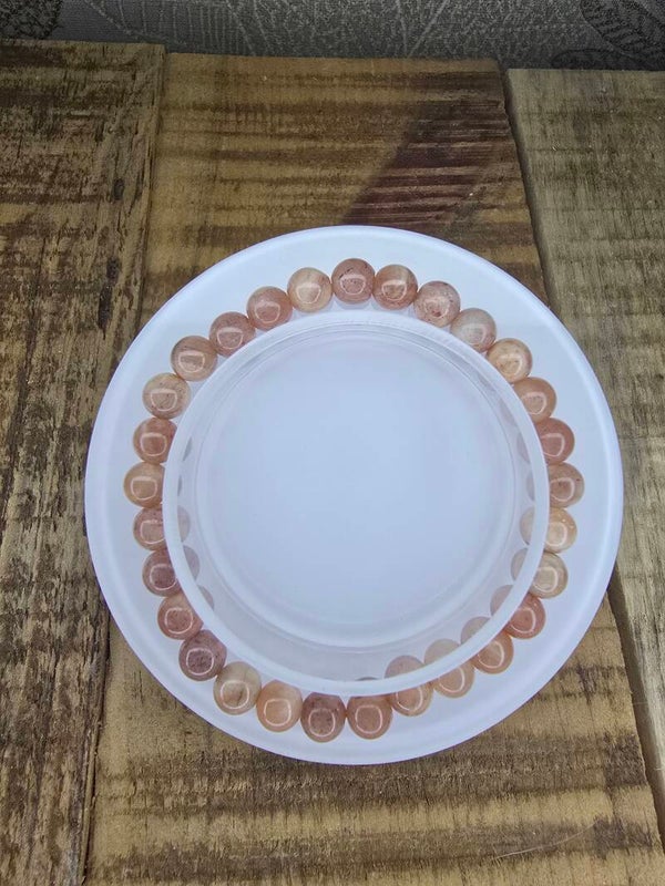 Perzik maansteen armband A+