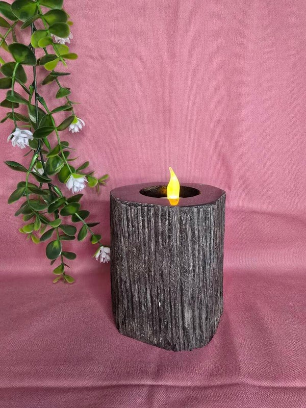 Versteend hout kaarsen houder