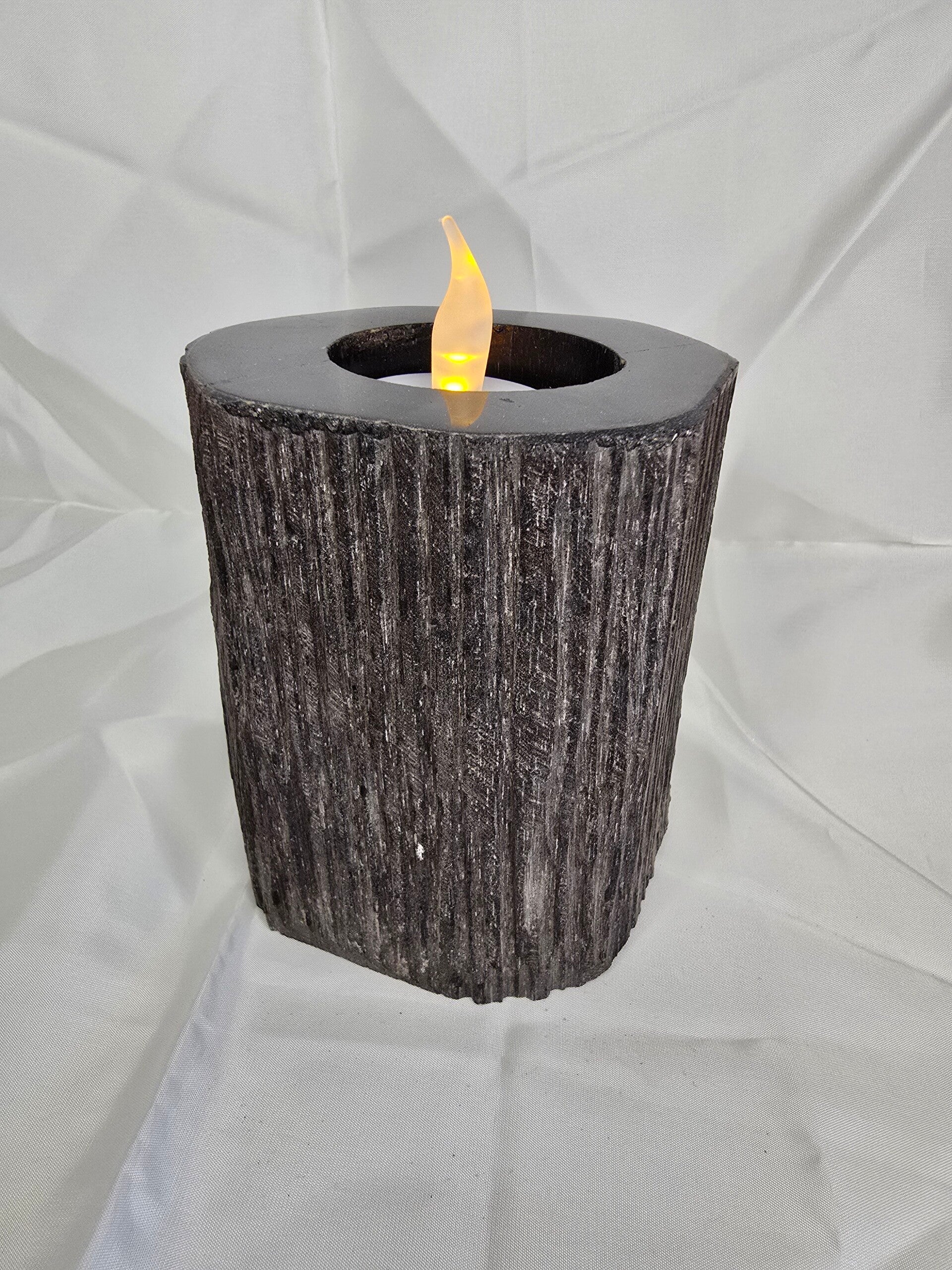 Versteend hout kaarsen houder