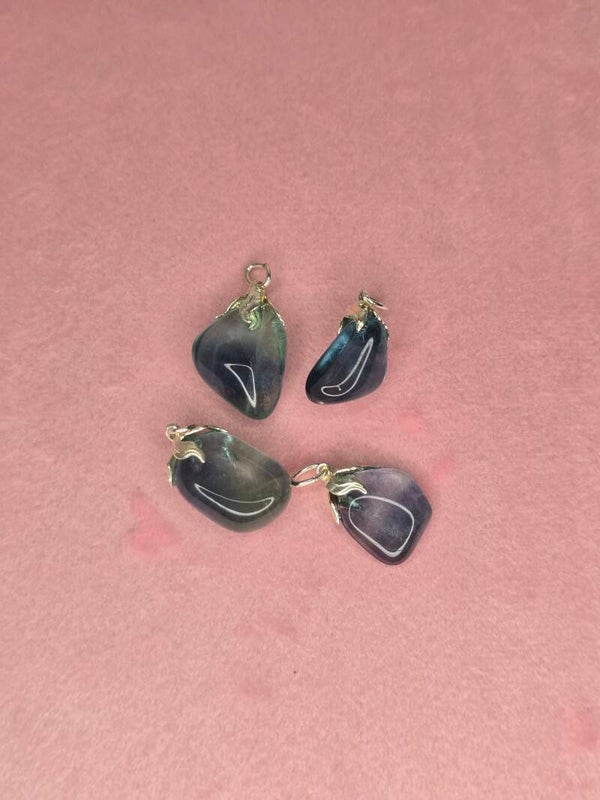 Blauwe fluoriet ketting bedel