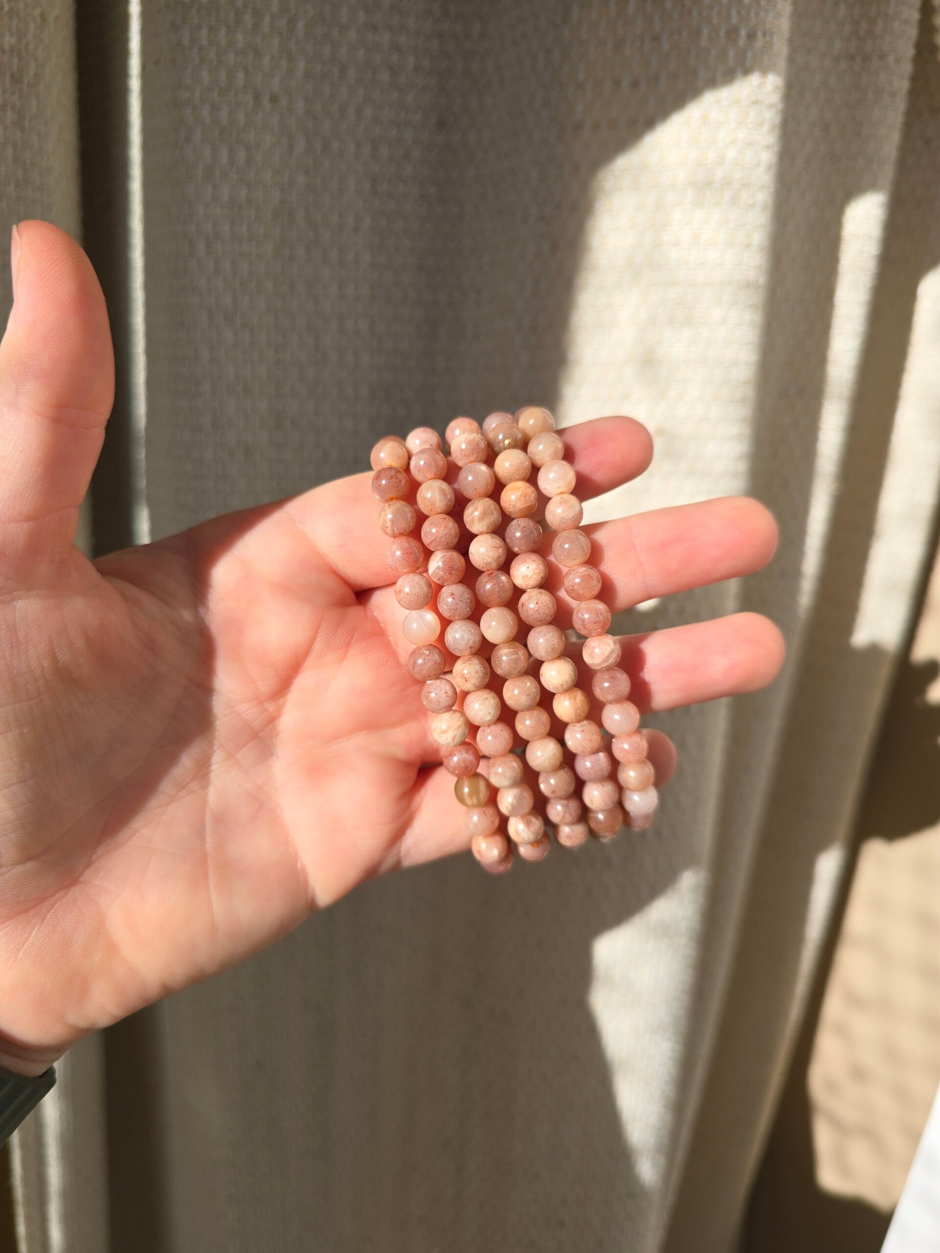 Perzik maansteen armband A+