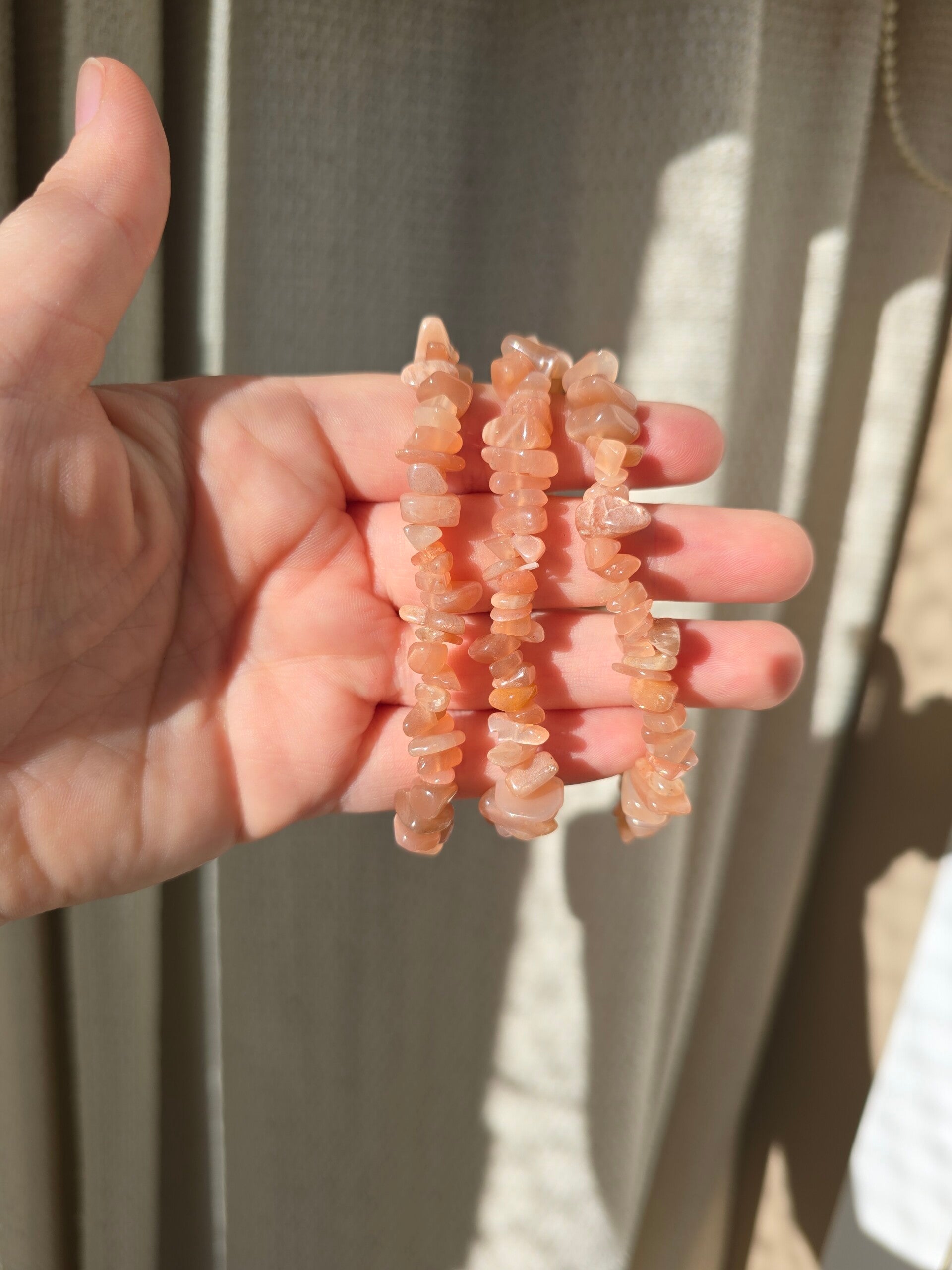 Perzik maansteen split armband