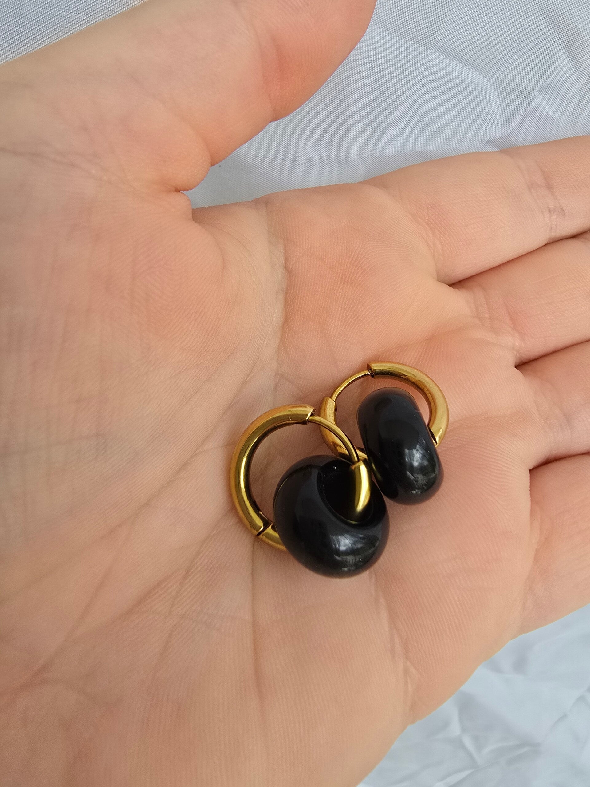 Obsidiaan oorbellen