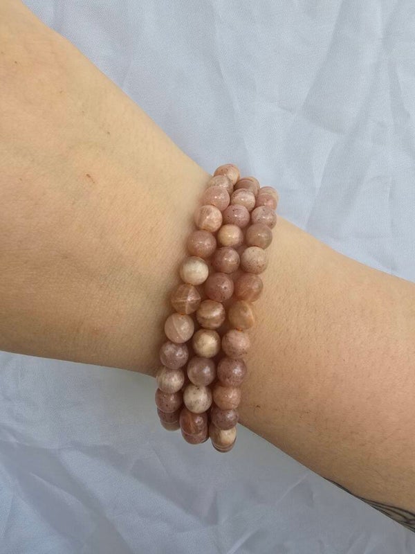 Perzik maansteen armband A+