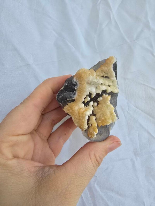 Paarse fluoriet met calciet