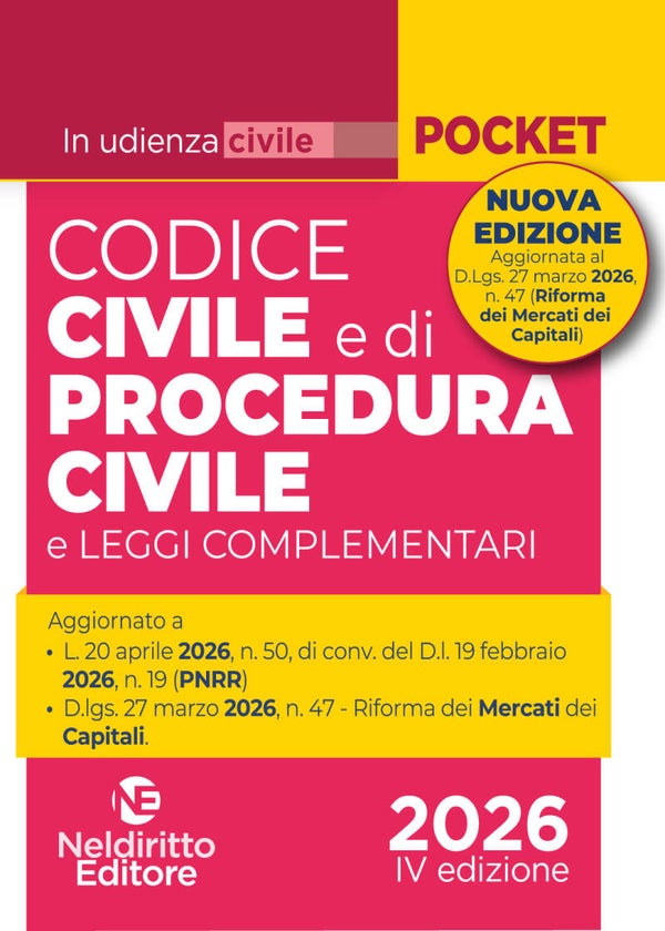 Codice Civile e di Procedura Civile udienza II ed. Aprile 2026 - NelDiritto Editore