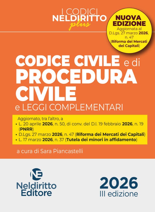 Codice Civile e di Procedura Civile Plus Aprile 2026 - NelDiritto Editore