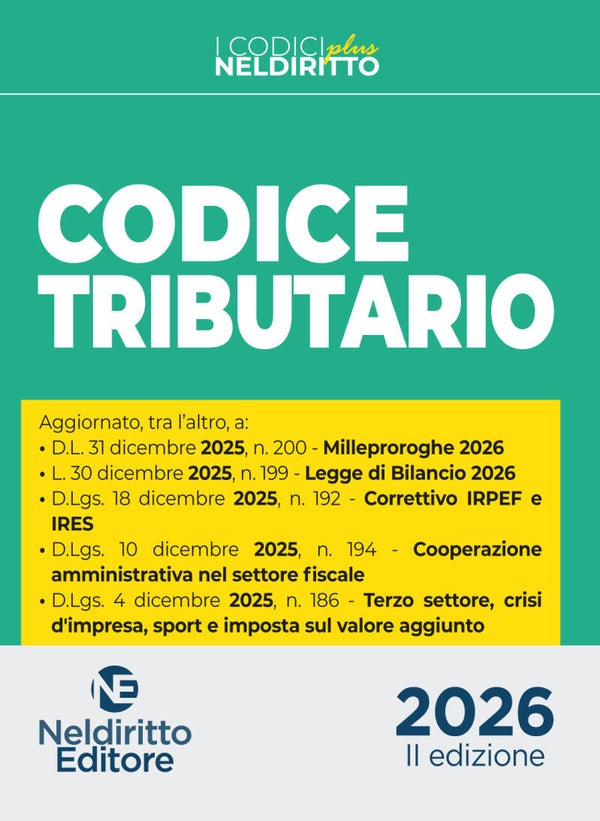 Codice di Diritto Tributario Plus 2026 - NelDiritto Editore
