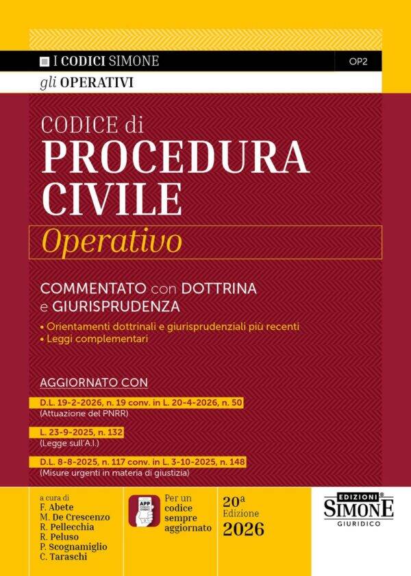 Codice di Procedura Civile Operativo 2026 – OP2 - Edizioni Simone