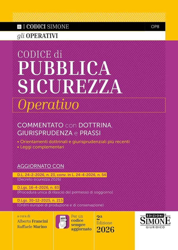 Codice di Pubblica Sicurezza Operativo 2026 – OP8 - Edizioni Simone