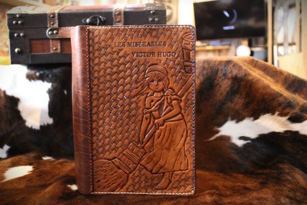Les Mis Hand Tooled Leather Book Cover