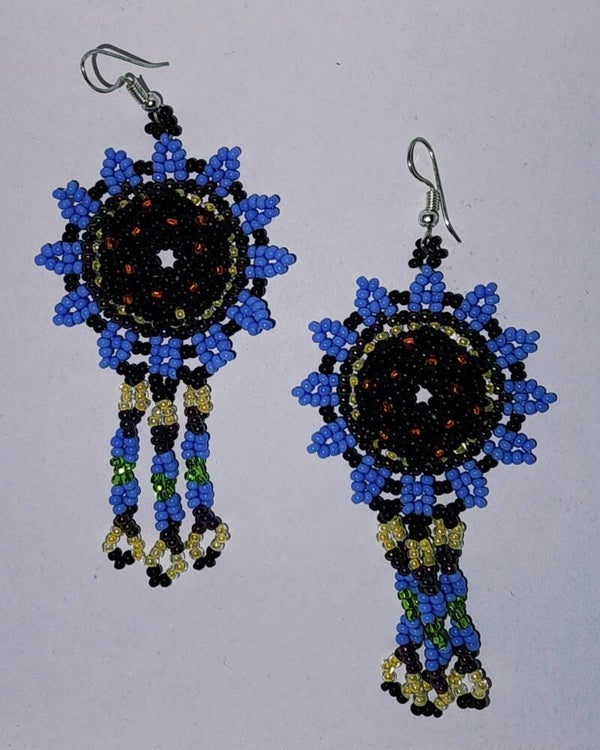 Handmade beaded Fringe kuna Earrings.
