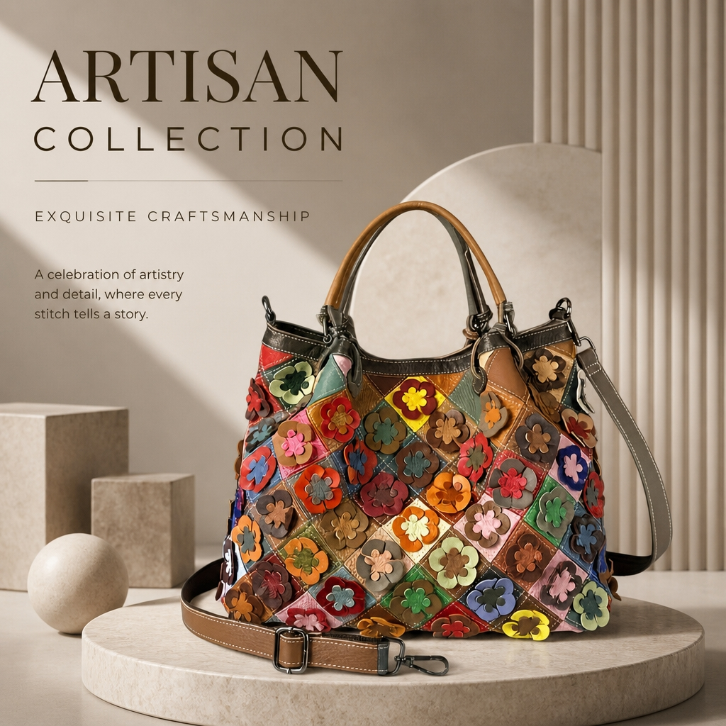Exquisite Colorful Floral Shoulder Bag.