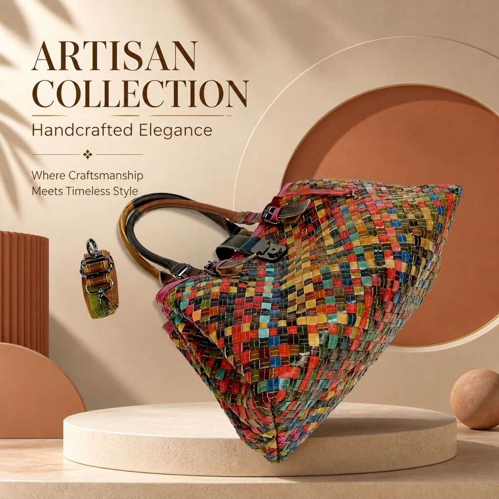 Gorgeous Ethnic Woven Leather Handbag.