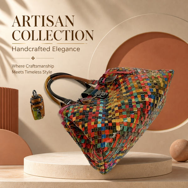 Gorgeous Ethnic Woven Leather Handbag.