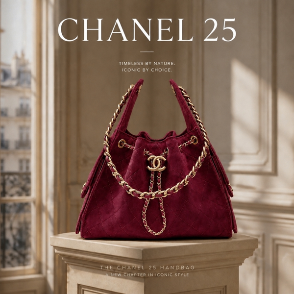 Suede Chanel 25 Small Handbag.