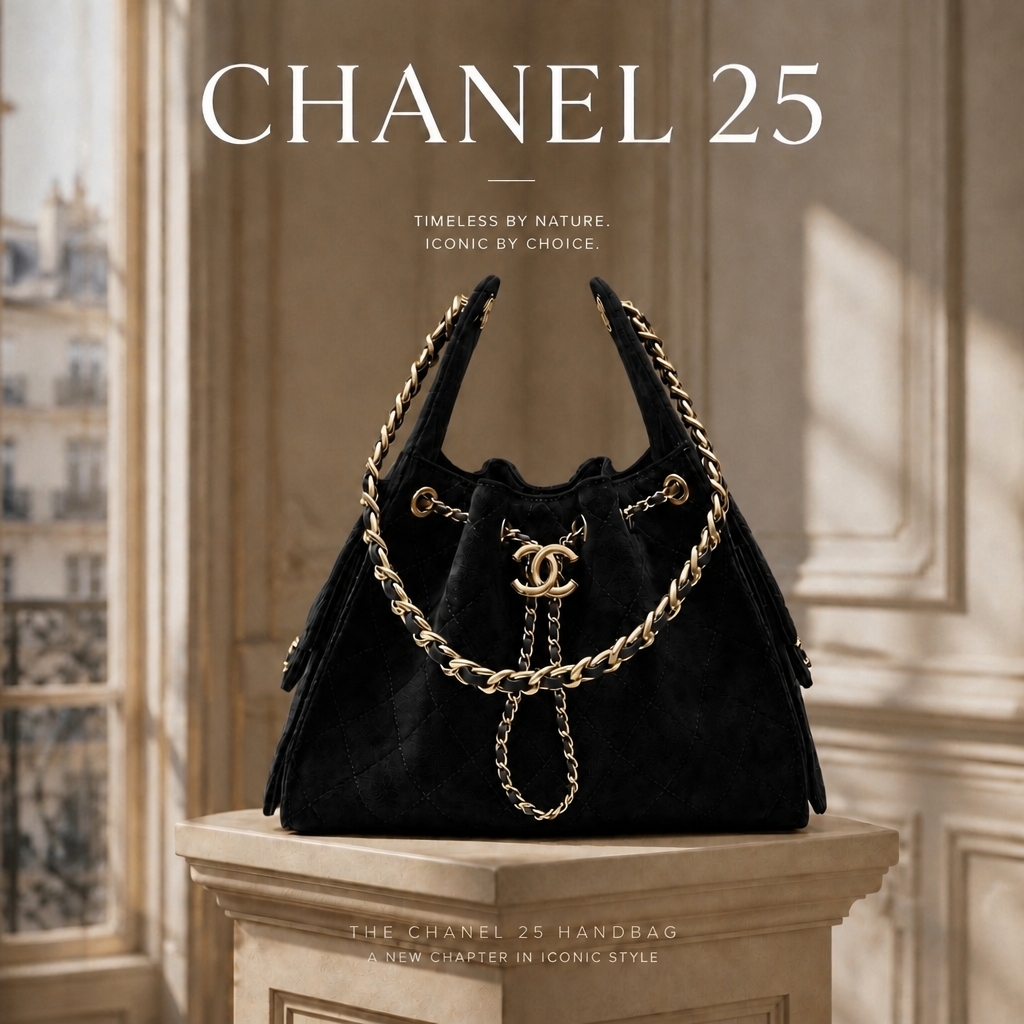 Suede Chanel 25 Small Handbag.