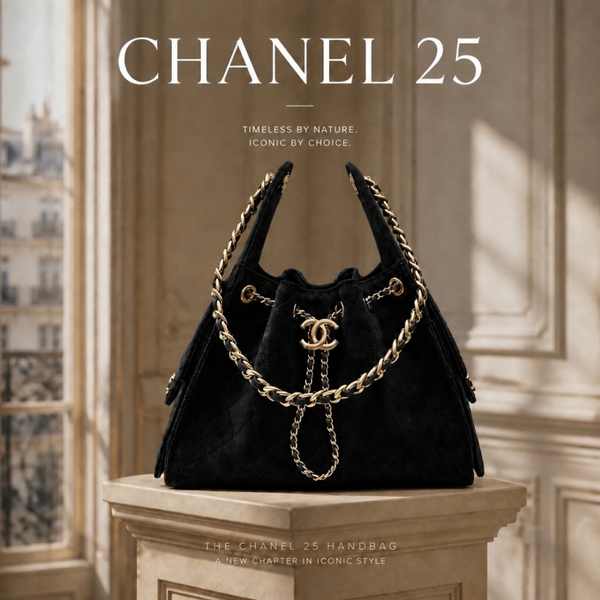 Suede Chanel 25 Small Handbag.