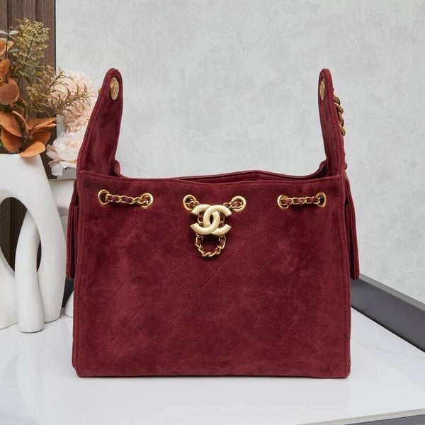 Suede Chanel 25 Small Handbag.