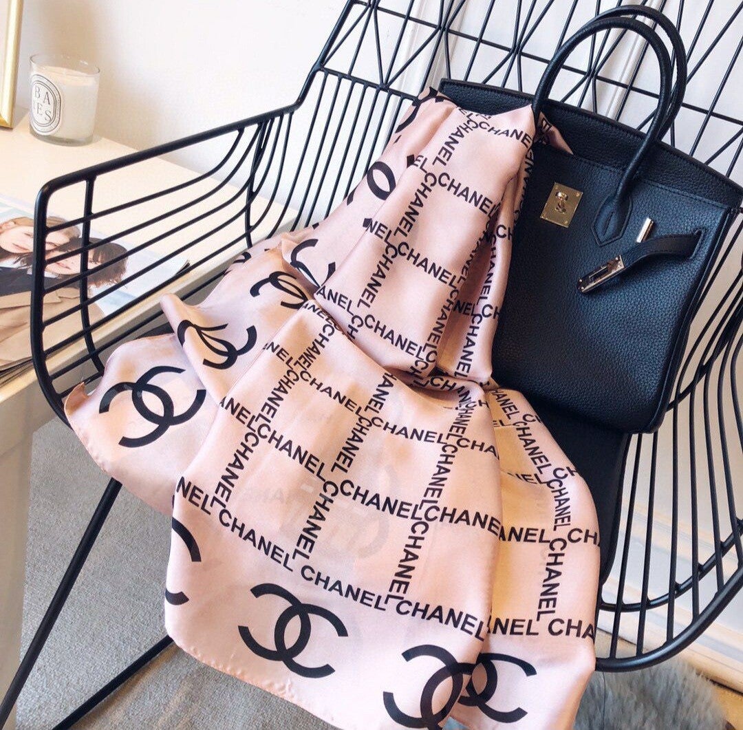 Chanel Long Silk Scarf.