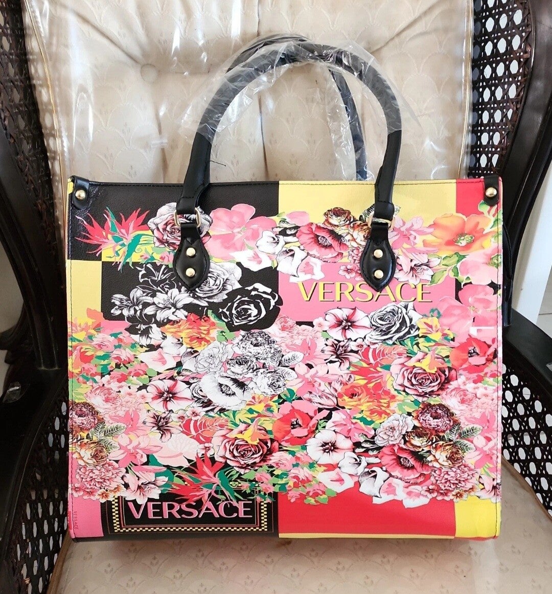 Versace Floral Tote Handbag.