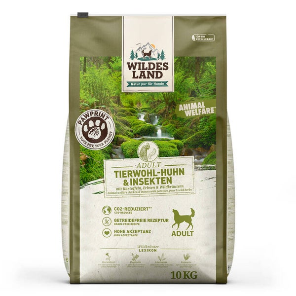 Wildes Land PawPrint Animal Welfare Adult: Tierwohl-Huhn & Insekten