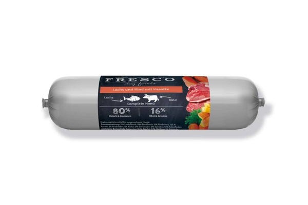 Fresco - Die BARF Wurst Complete-Menü Lachs und Rind mit Karotte