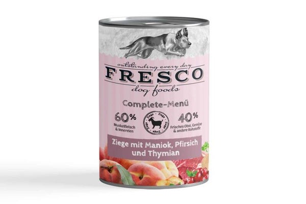 Fresco - Complete-Menü Ziege mit Maniok, Pfirsich und Thymian (haltbares B.A.R.F.)