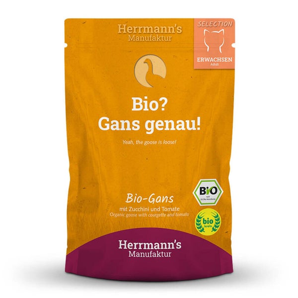 Herrmanns Manufaktur Selection Adult Cat: Bio Gans mit Zucchini und Tomaten