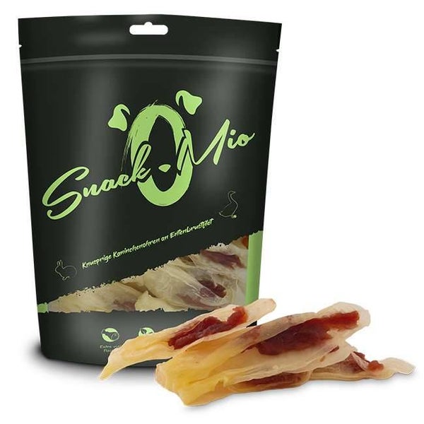 Snackomio - knusprige Kaninchenohren an Entenbrustfilet