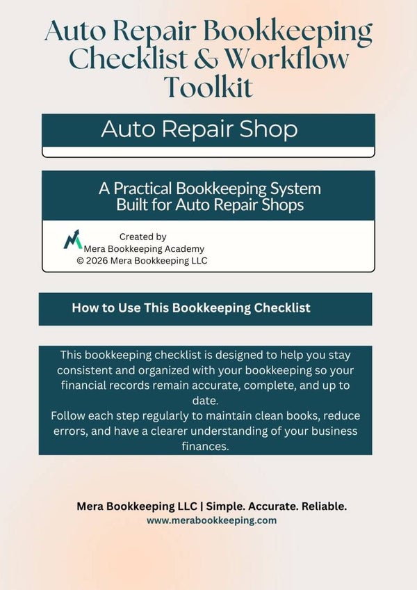 Auto Repair Bookkeeping Checklist & Workflow Toolkit